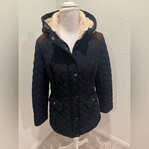 Laundry By Shelli Segal Quilted Hooded Jacket - Black and Brown